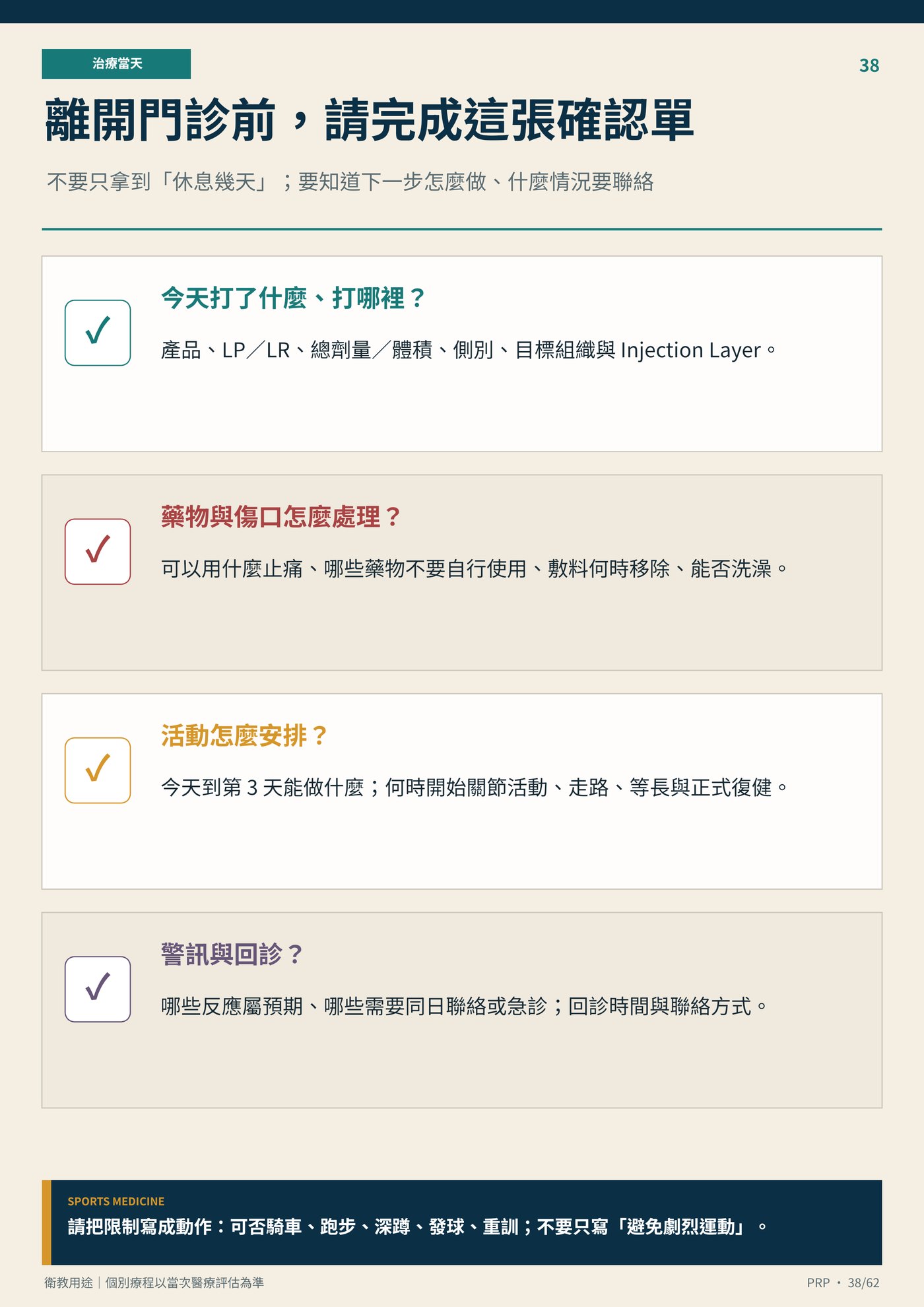 離開門診前，請完成這張確認單｜衛教資訊圖