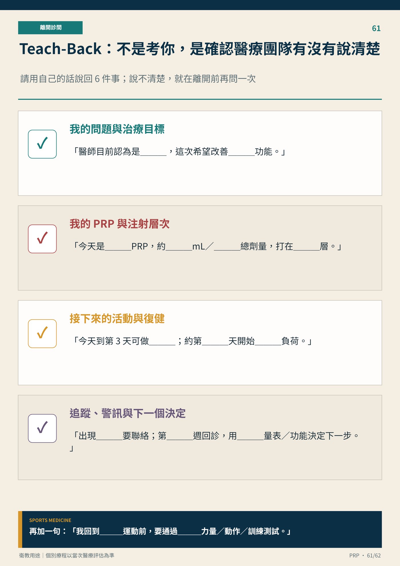 Teach-Back：不是考你，是確認醫療團隊有沒有說清楚｜衛教資訊圖